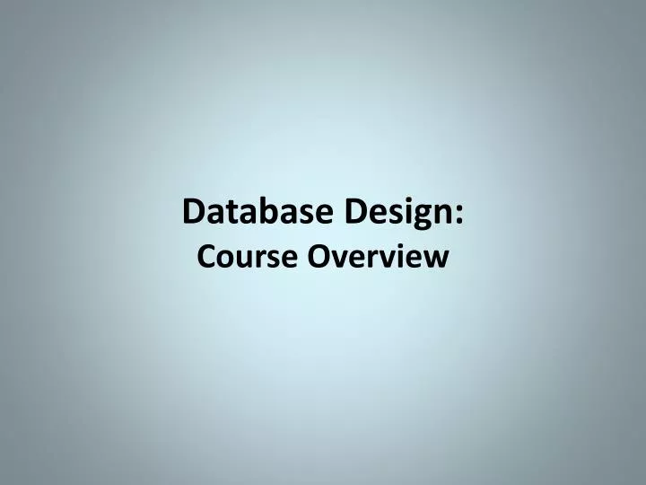 database design course overview