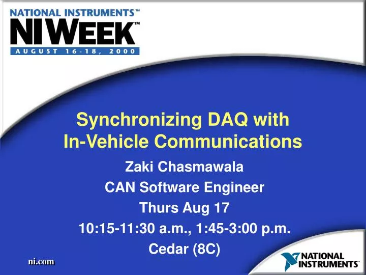 synchronizing daq with in vehicle communications