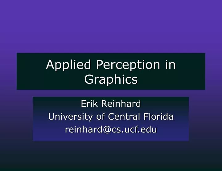applied perception in graphics