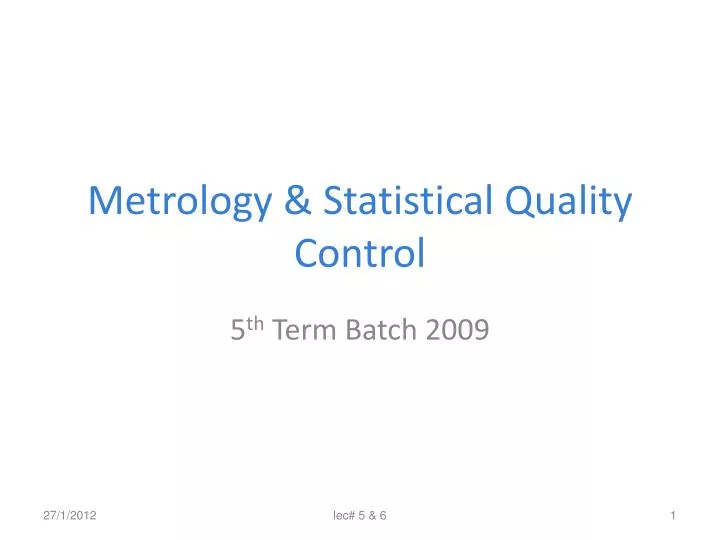 metrology statistical quality control