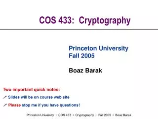 COS 433: Cryptography