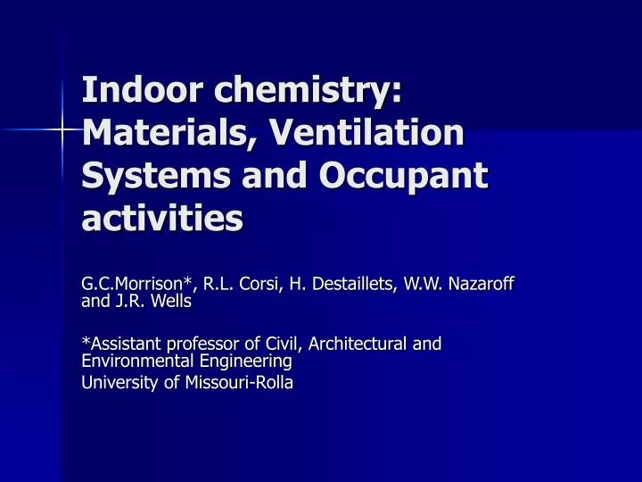 indoor chemistry materials ventilation systems and occupant activities
