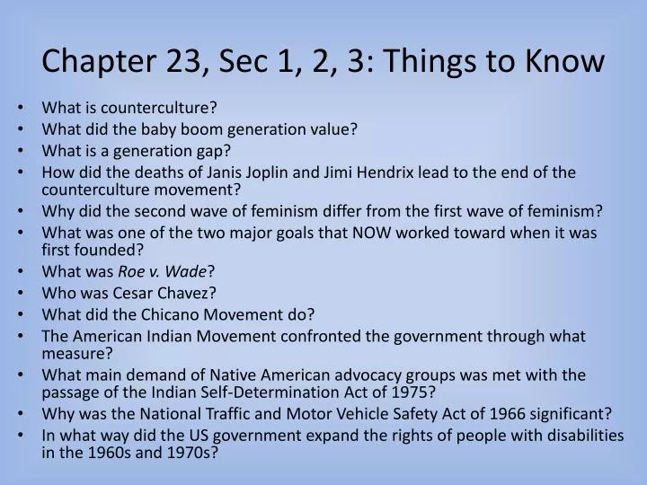 chapter 23 sec 1 2 3 things to know