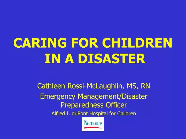 caring for children in a disaster