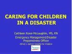 CARING FOR CHILDREN IN A DISASTER - slide 1