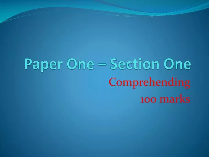 paper one section one