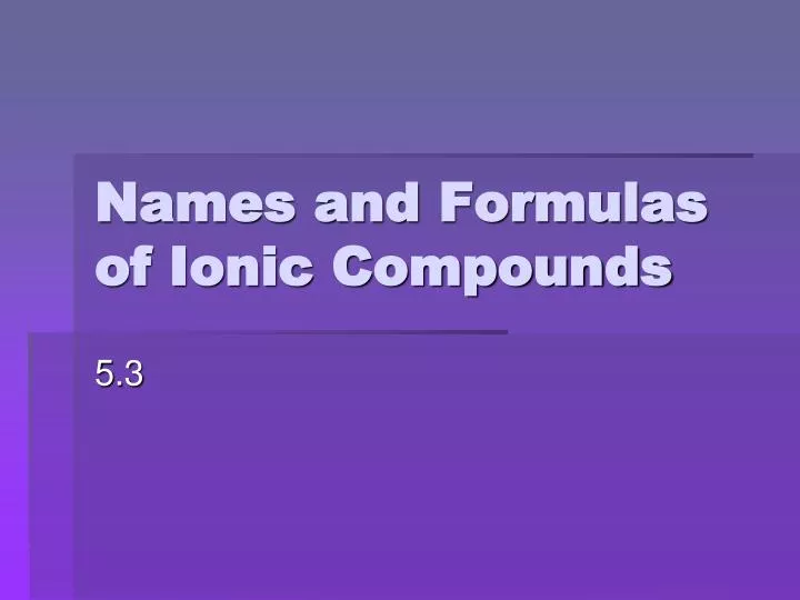 names and formulas of ionic compounds