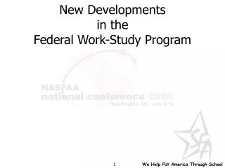 New Developments in the Federal Work-Study Program