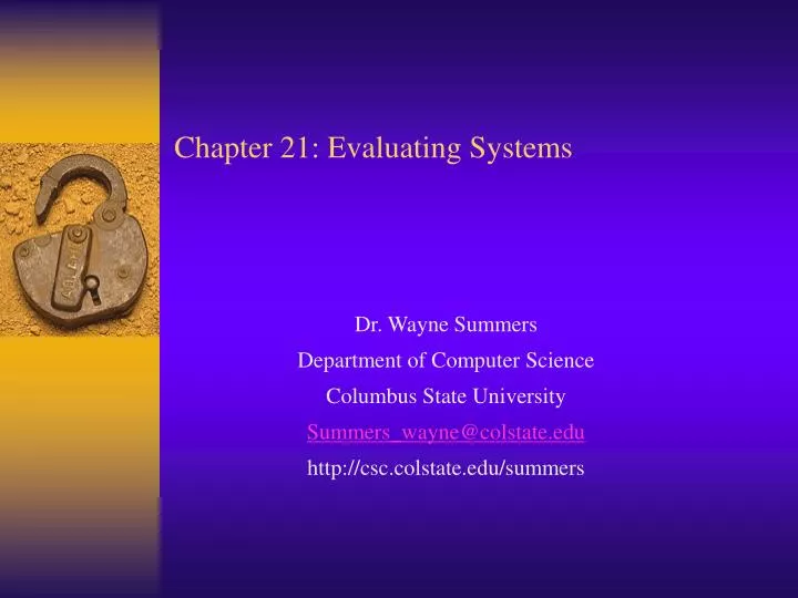 chapter 21 evaluating systems
