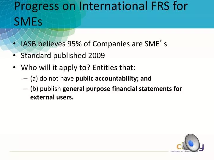 progress on international frs for smes