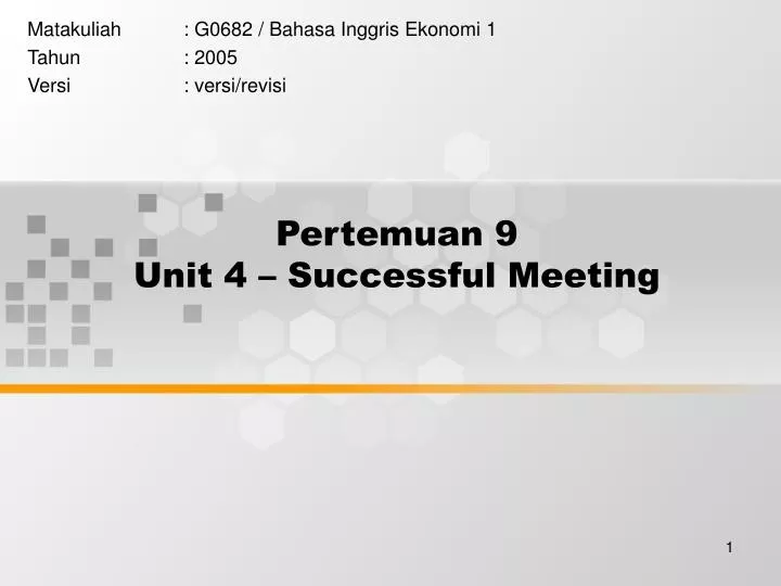 pertemuan 9 unit 4 successful meeting