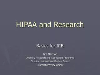 HIPAA and Research