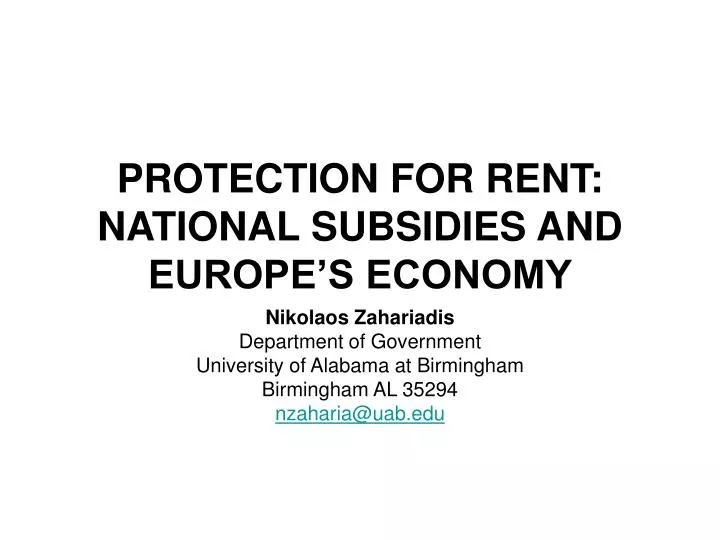 protection for rent national subsidies and europe s economy