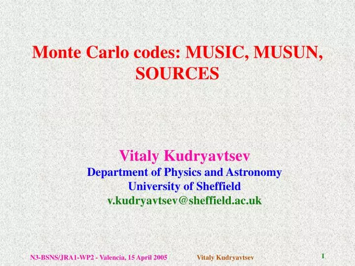 monte carlo codes music musun sources