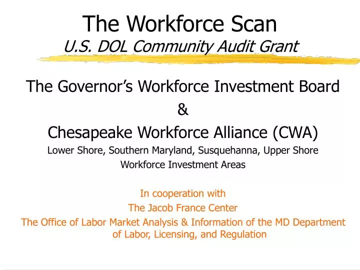 the workforce scan u s dol community audit grant