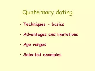 Quaternary dating