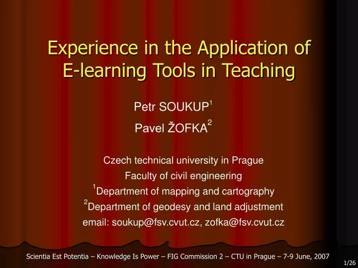 experience in the application of e learning tools in teaching
