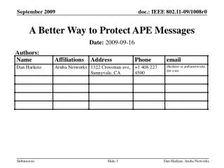 A Better Way to Protect APE Messages