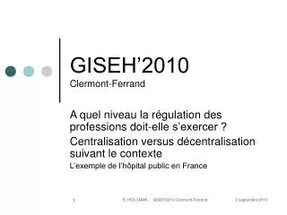 giseh 2010 clermont ferrand
