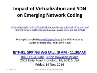 Impact of Virtualization and SDN on Emerging Network Coding