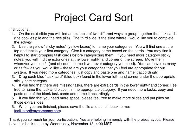 project card sort