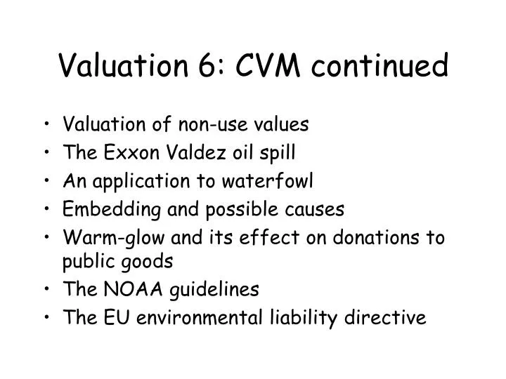 valuation 6 cvm continued