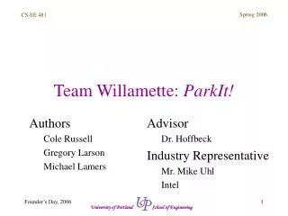 Team Willamette: ParkIt!