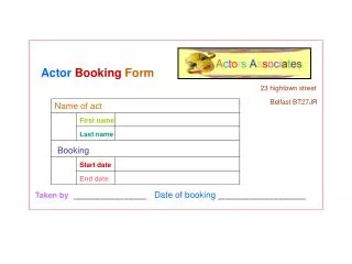 Actor Booking Form