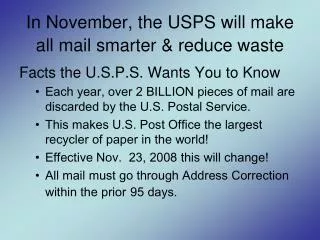 In November, the USPS will make all mail smarter &amp; reduce waste