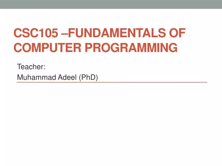 csc105 fundamentals of computer programming