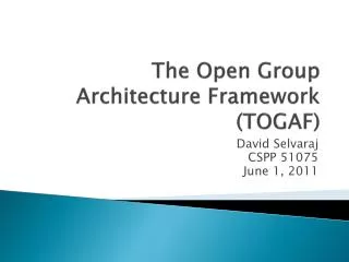 the open group architecture framework togaf