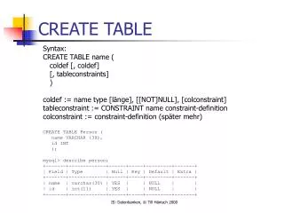 create table