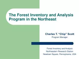 The Forest Inventory and Analysis Program in the Northeast