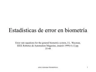 estad sticas de error en biometr a