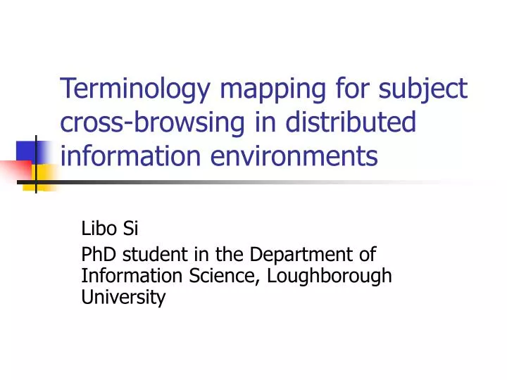 terminology mapping for subject cross browsing in distributed information environments