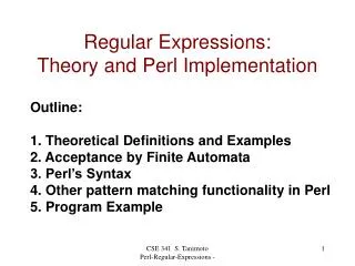 Regular Expressions: Theory and Perl Implementation