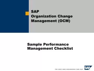 Sample Performance Management Checklist