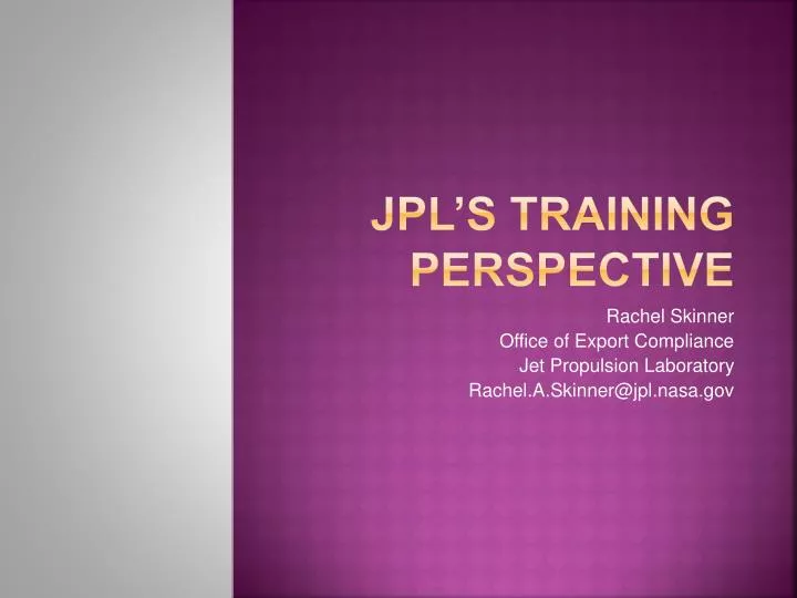 jpl s training perspective