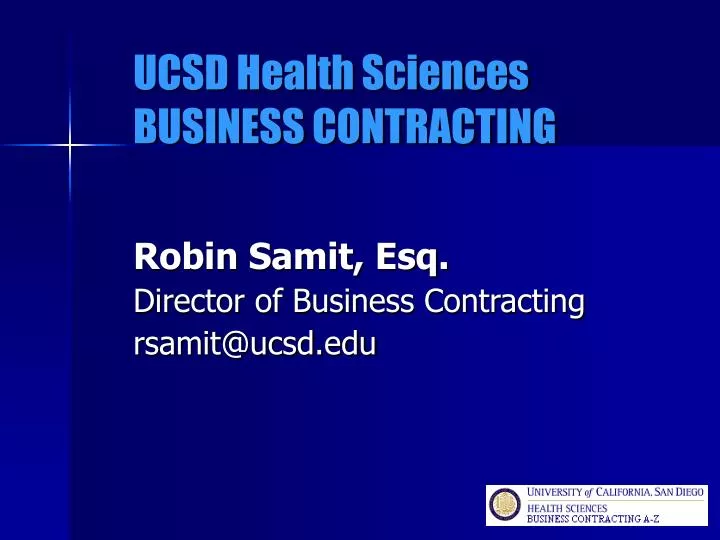 ucsd health sciences business contracting