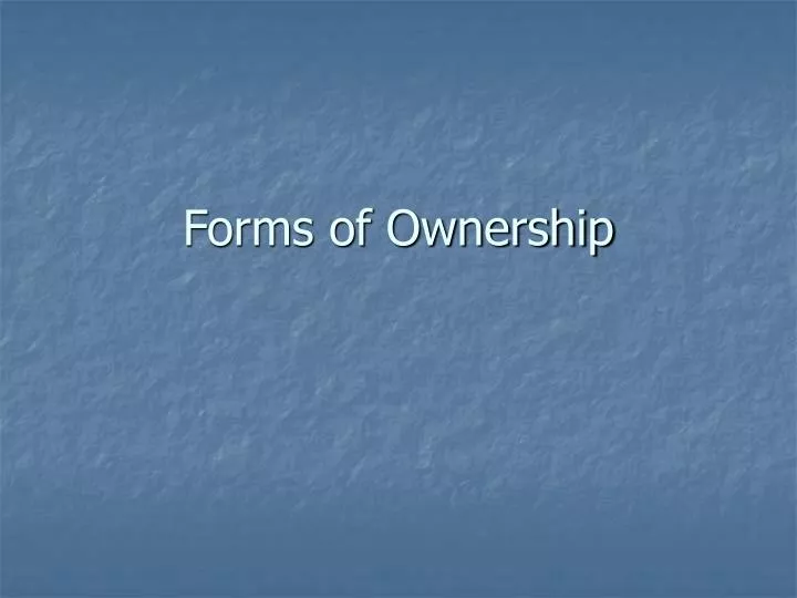 forms of ownership