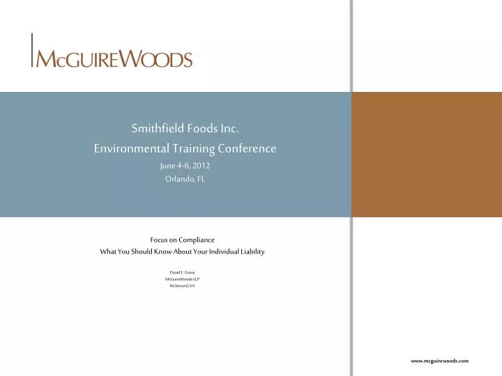 smithfield foods inc environmental training conference june 4 6 2012 orlando fl