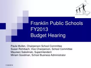 Franklin Public Schools FY2013 Budget Hearing