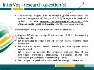 InterVeg -research question(s)