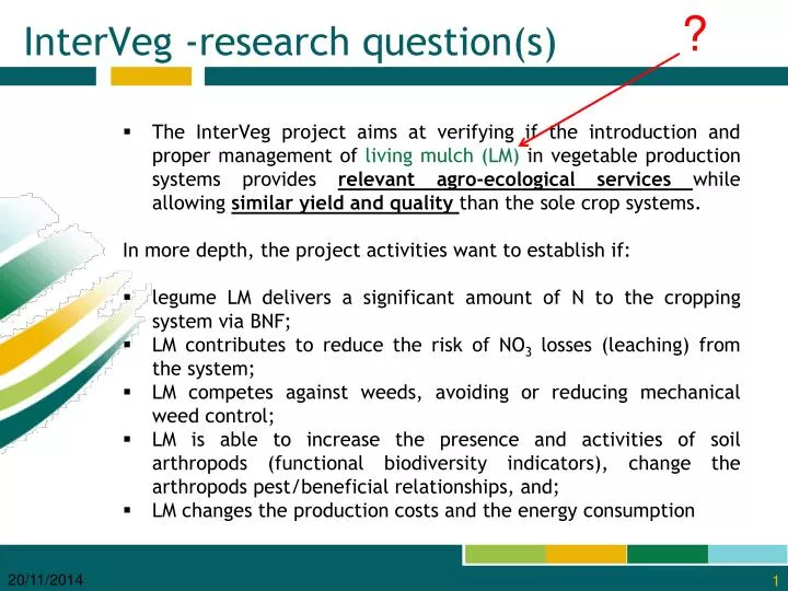 interveg research question s