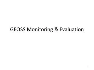 GEOSS Monitoring &amp; Evaluation