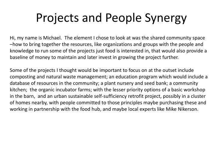 projects and people synergy