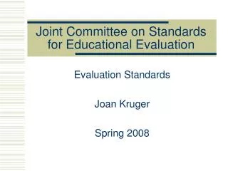 Joint Committee on Standards for Educational Evaluation