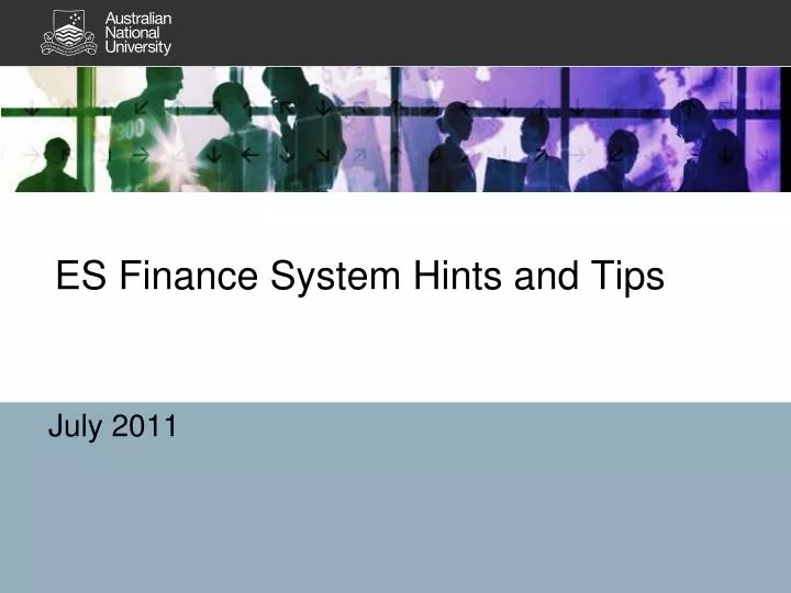 es finance system hints and tips