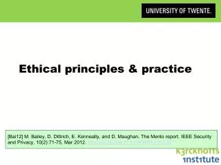 Ethical principles &amp; practice