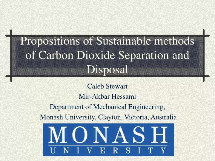 propositions of sustainable methods of carbon dioxide separation and disposal